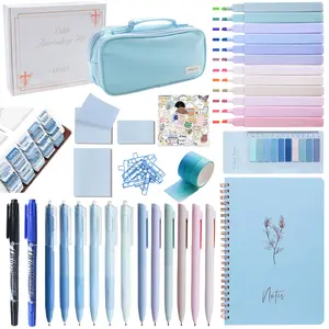 Bible Study Supplies Journaling Kit with Tabs, Highlighters and Color Pens, Notebook,Stickers & More 56pcs Bible Accessories Set for Women, Beginner Christian Gifts