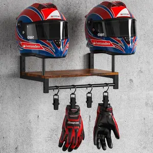 Motorcycle Helmet Wall Mount Rack, Helmet and Glove Holder, Garage Organizer, Motorbike Accessories Display Stand, Durable Wood Material, Wall Mounted Storage, Wall Mounted Hanger