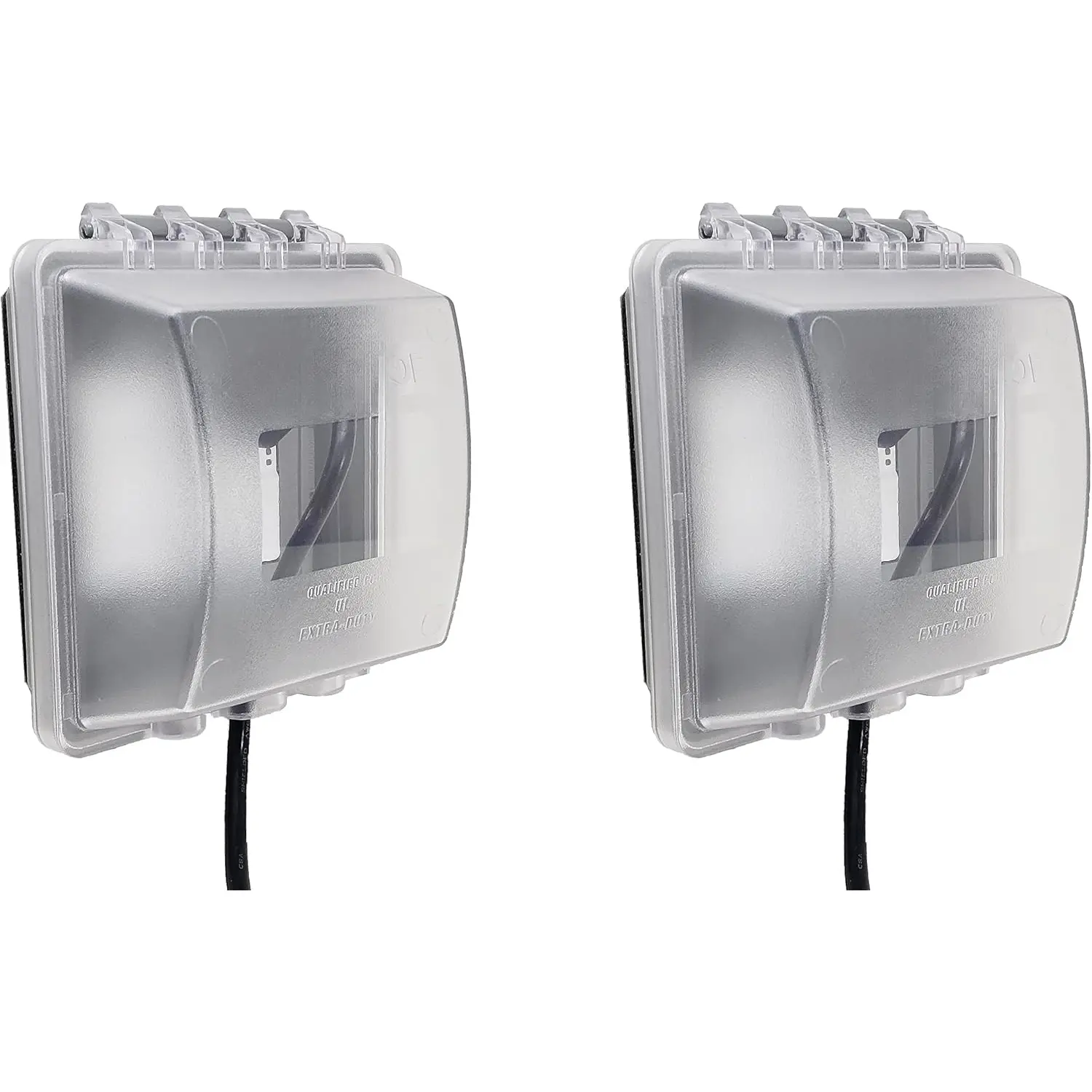 2-Gang Weatherproof Lockable in Use Electrical Power Outlet Cover, Two Gang, UL Extra Duty Compliant, 45-in1, Plastic Clear Frost