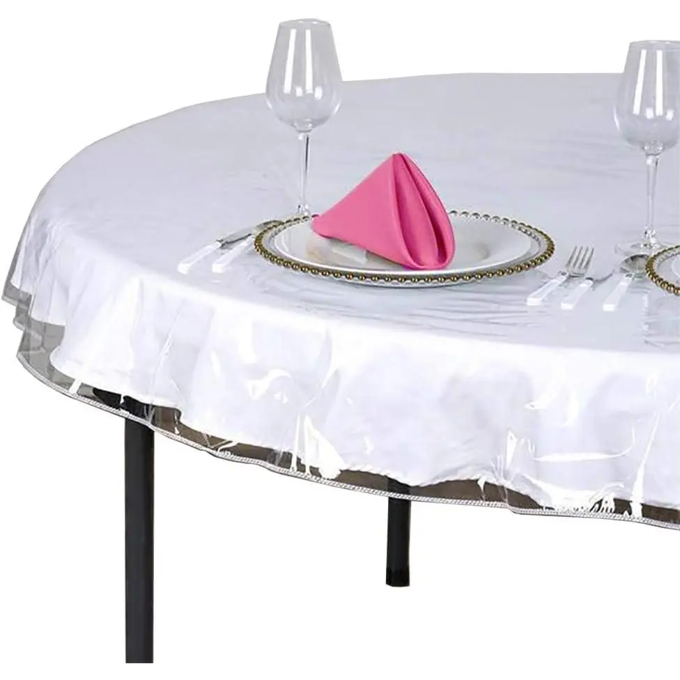 Clear Plastic Tablecloth Protector, Round Table Cloth Vinyl (70" Round)