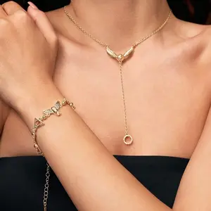 2pcs Adjustable Gold-Tone Necklace & Bracelet Gift Set