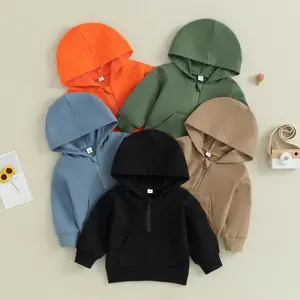 Toddler Baby Hoodie Long Sleeve Pullover Hooded Sweatshirt Kids Boy Girl Basic Solid Sports Tops Fall Winter Outfit