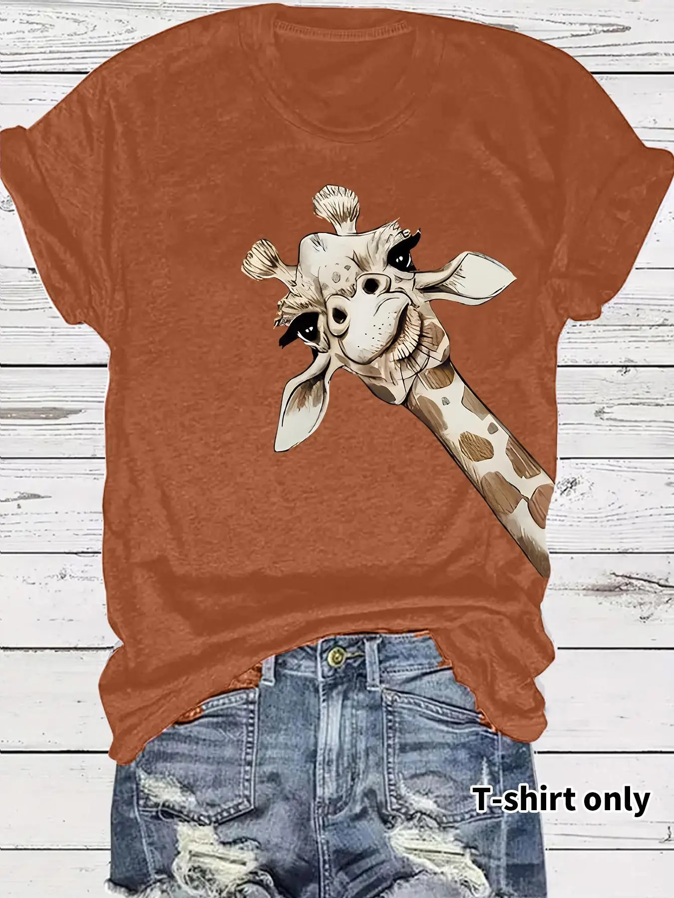 Women's Giraffe Print Animal Print Round Neck Tee, Fashion Casual Crew Neck T-Shirt for Daily Holiday Vacation Outdoor Wear, Ladies Clothes for Summer, Womenswear