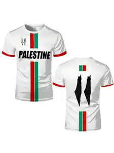 Palestinian Flag Men's T-Shirt, Lightweight Breathable Fabric, Casual Sports Top, Football Fan Jersey, Fitness and Game Wear, Soccer Shirt