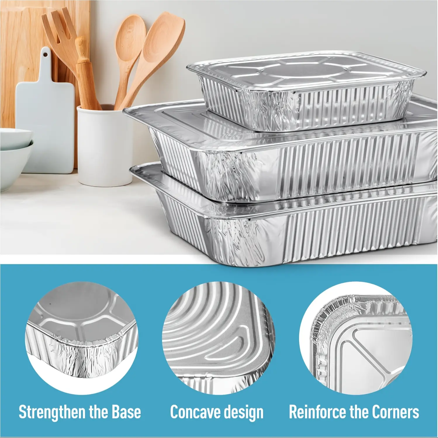 Disposable Aluminum Pot with Lid Set Of 48pcs (24 Plates+24 Lids), 24 9x13 Inch And 24 8x8 Inch Tin Foil Baking Pans, Suitable for Pre Meal Preparation, Food Baking, Cake Cooking, Outdoor Baking, Valentine's Day Baking Pans
