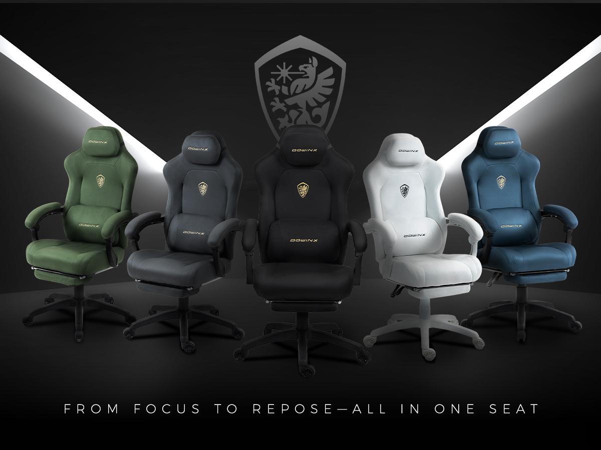 Dowinx Big and Tall Gaming Chair, Suede Fabric Game Chair with Pocket Spring Cushion, High Back Gamer Chair Ergonomic with Footrest for Adults Office, 440LBS