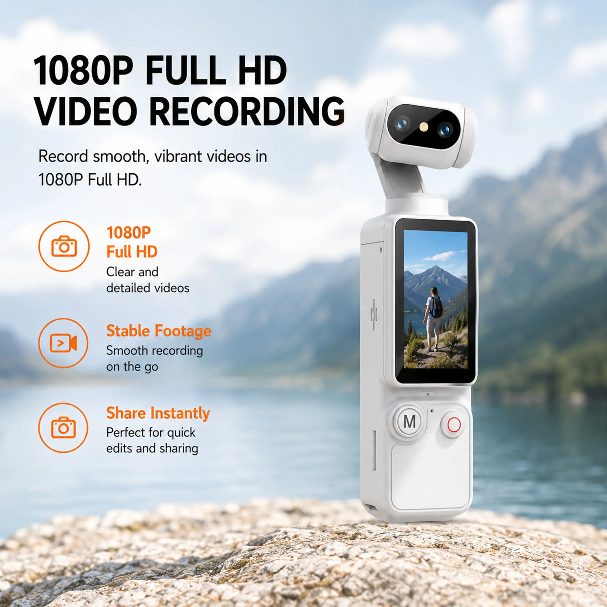 Vlogging Camera with 32GB Memory Card, Digital Video Recorder with 180° Rotating Lens, Portable Camcorder for Travel, Daily Vlogs & Content Creation, Christmas Holiday Gift