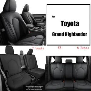 Car Seat Cover Front&Rear 7/8 Seat Pad Fit For Toyota Grand Highlander 2024-2025 Black Front & Rear Full Set All inclusive Customed Car Cushions Fitment Installation