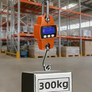 660LB/300KG Heavy Duty Digital Crane Scale - Industrial Compact LCD Metal Hanging Scale with Aluminum Body & Stainless Steel Hook for Garage, Farm, Hunting, Fishing & More (Orange)