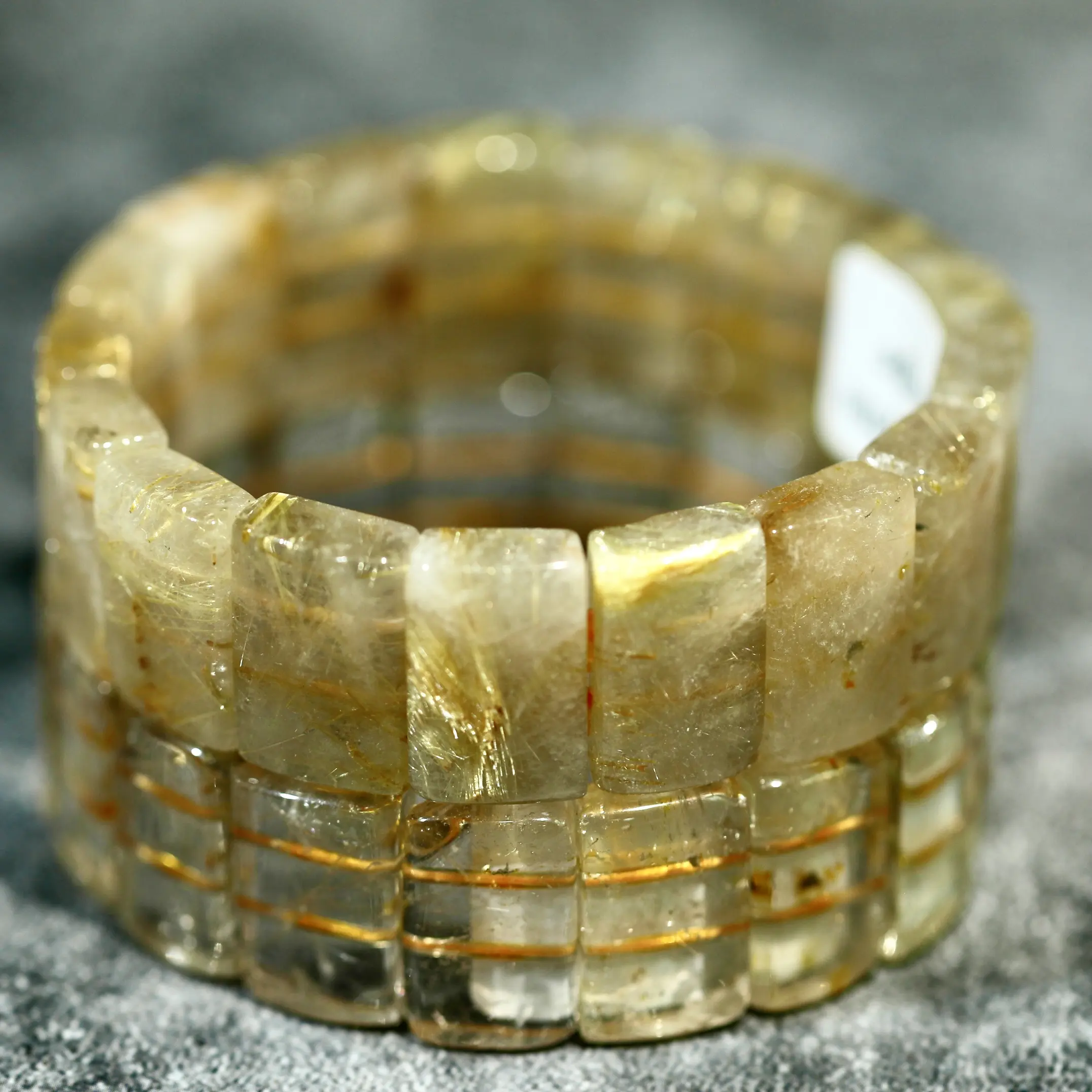 【YJJ Jewelry-Golden rutile soft bangle】（Random delivery）Golden rutile soft bangle Crystal Clear Stretch Bracelet Bangle Gemstone Healing Bracelet Unisex Bracelet