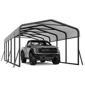 【GARVEE】Heavy Duty Metal Carport 12x24 FT, Outdoor Car Port Canopy with Galvanized Steel Roof and Reinforced Base, All-Weather Permanent Garage Car Shelter for Cars, Boats, Trucks, and Tractors
