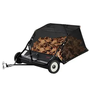 VEVOR 42-inch Lawn Sweeper Tow Behind, 12 cu.ft. Large Pull Behind Grass Sweeper, Heavy Duty Leaf & Grass Collector with Dumping Rope Design, Adjustable Sweeping Height for Picking Up Debris & Grass