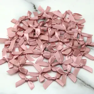 50pcs/200pcs Bowknots, 4x4cm Silk Ribbon Bows, 1cm Width, Single-Sided Satin, Christmas Party Decor, Sewing Supplies, Dress Hat Accessories