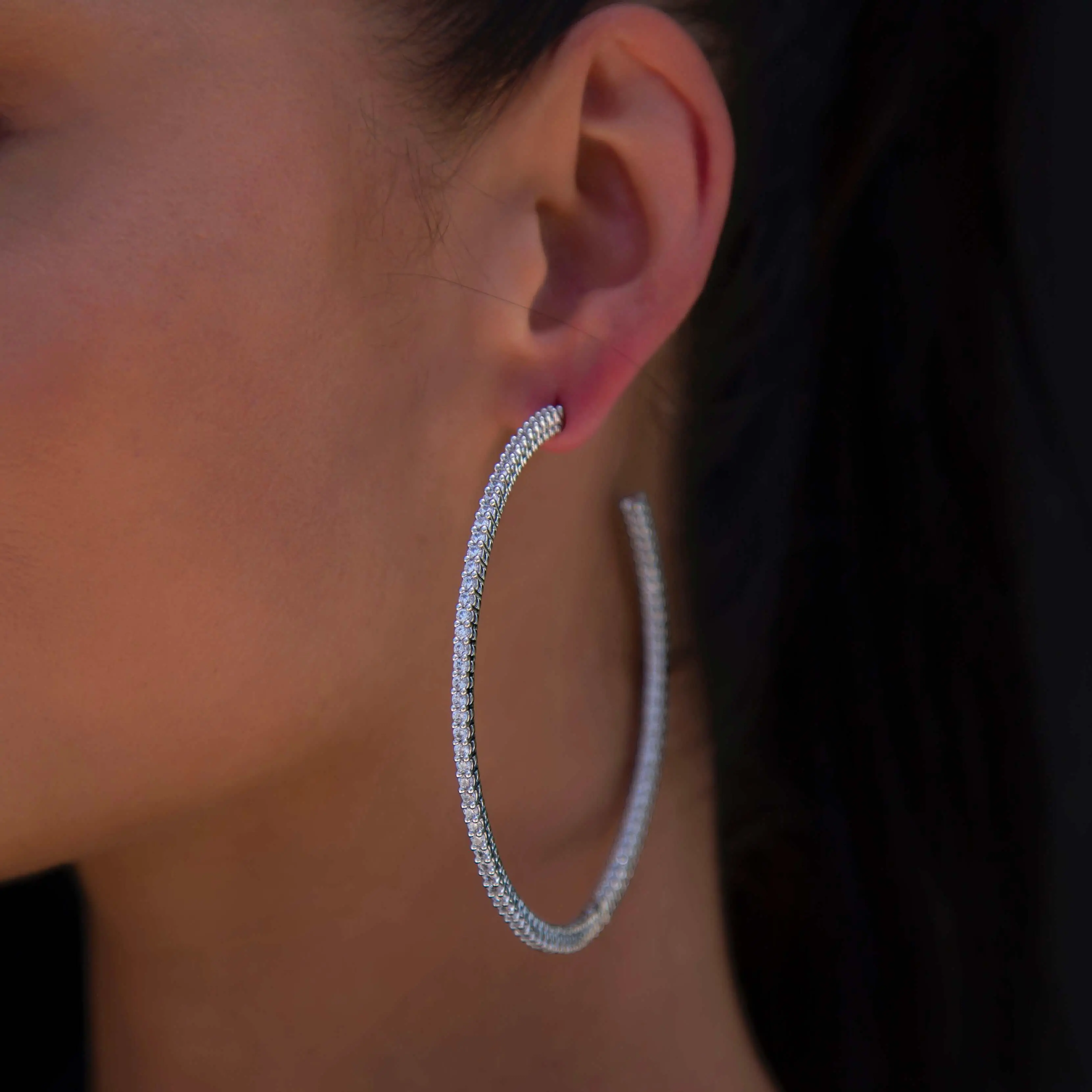 GLD Large Eternity Hoop Earrings in White Gold - Perfect Gift