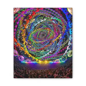Canvas Print, Dead and Co Las Vegas Sphere Kaleidoscope Wall Art - Stretched, 0.75 Inch. Grateful Dead Fan Gift, Hippie Home Decor,