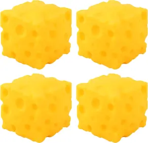 4PCS Yellow Cheese Squishy Slow Rising, Squishy Squeeze Cheese Block, Soft Novelty Toy, Stress Balls for Adults Rebounding Sensory Squishys Cheese (2.16 inch) need oh bin Galaxy Stretchy Slime Party Favors rebound stress relief