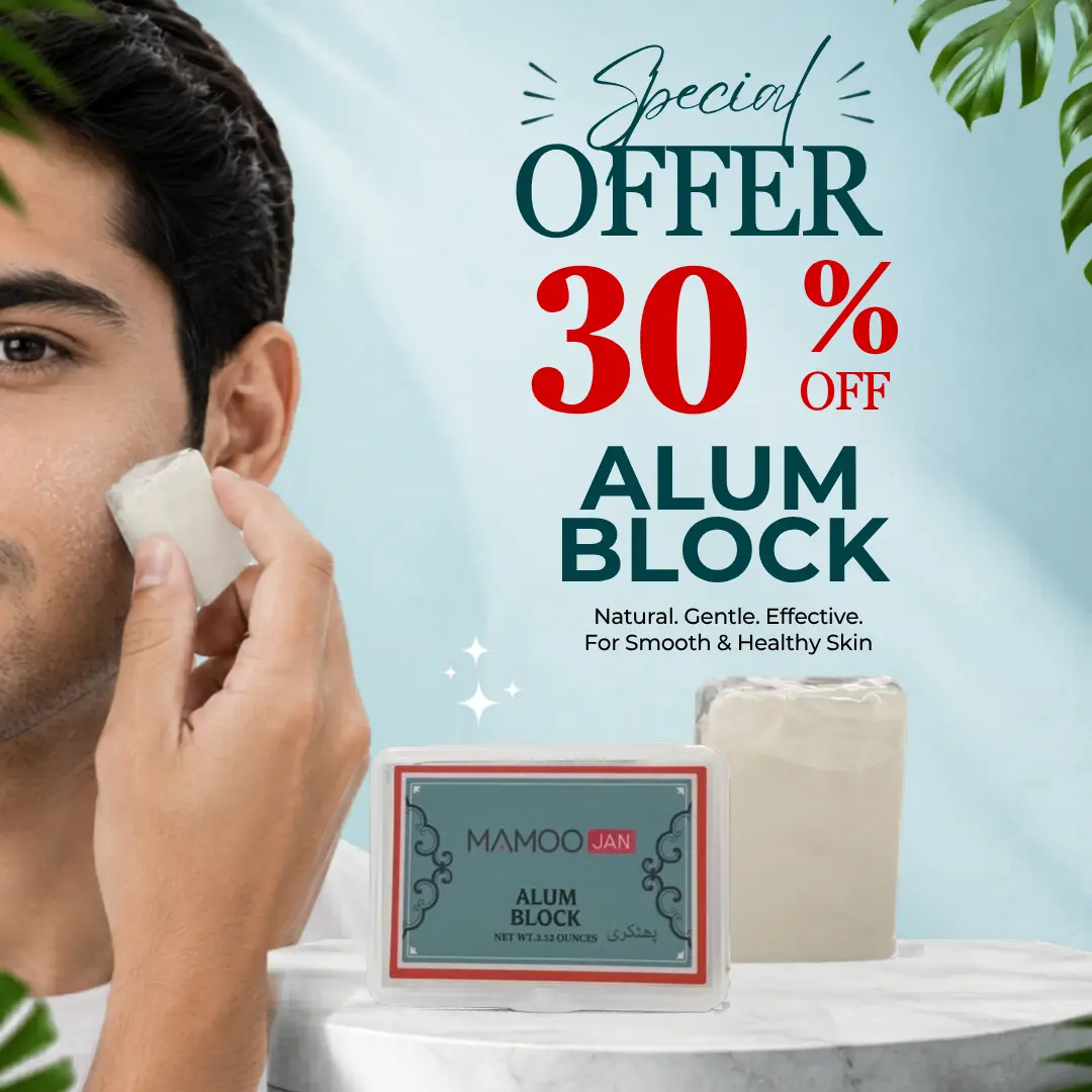 Men's 100% Natural Potassium Alum Block - 3.52oz (100g) Fragrance-Free Alcohol-Free Organic Solid Crystal, Aftershave for Razor Burn Repair, Daily Care Antibacterial Deodorant & Mineral Toner, Travel Case Included, All Skin Types, 12-Month Use, Cleanser