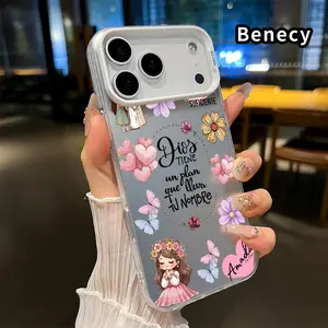 Phone Case for iPhone 17 16 15 14 Pro Max 13 12 11 XR XS Plus Air E Divine Love Whispers Pattern IMD Hard PC Back Soft Edge Drop-Proof Slim Cover Shell
