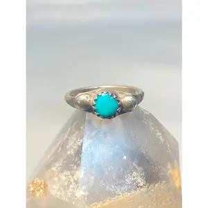 turquoise ring size 5.50 Navajo stacker pinky southwest sterling silver women girls