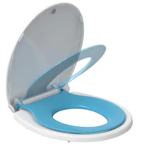 GARVEE Round Toilet Seat 19'' with Built-In Toddler Seat, Soft Close, Magnets for Secure Fit, Suitable for Adults and Toddlers, Easy Installation and Quick Release, Blue