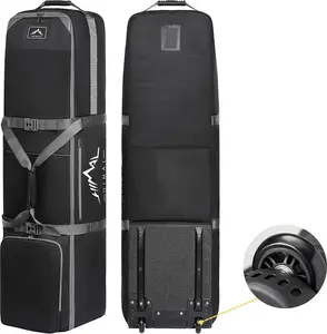 GoHimal Golf Travel Bag with Wheels, 1200D Heavy Duty Oxford Fabric Golf Travel Case for Airlines Waterproof