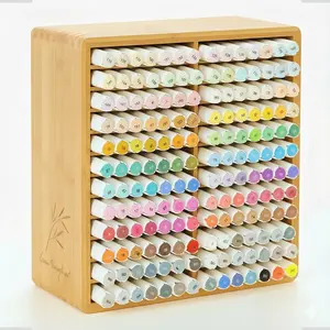 Marker Organizer for 168 Markers, Wooden Desk Storage Organizer Rack,Markers Pens Pencils Art Brushes Storage Holder for  Classroom Office Decor.
