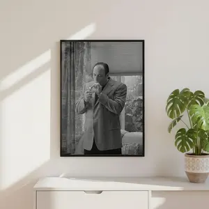 Vintage Tony Soprano James Gandolfini Print, Celebrity Actor Poster,  Black and White Iconic TV ( Unframed - Print Only )