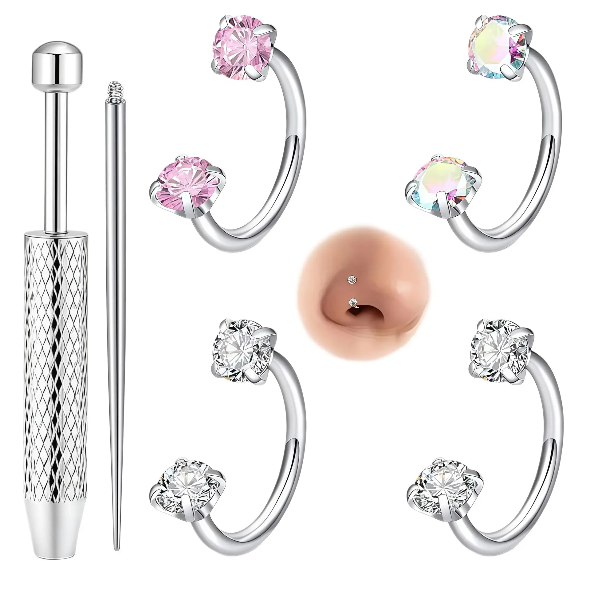 4-Piece Titanium Nose Rings, 20G 8mm Internally Threaded Horseshoe Hoops for Women & Men - Chic Hypoallergenic Body Jewelry for Septum, Lip & Cartilage, Chic Body Jewelry, Nose Piercing, 20 Gauge, Gift-Ready