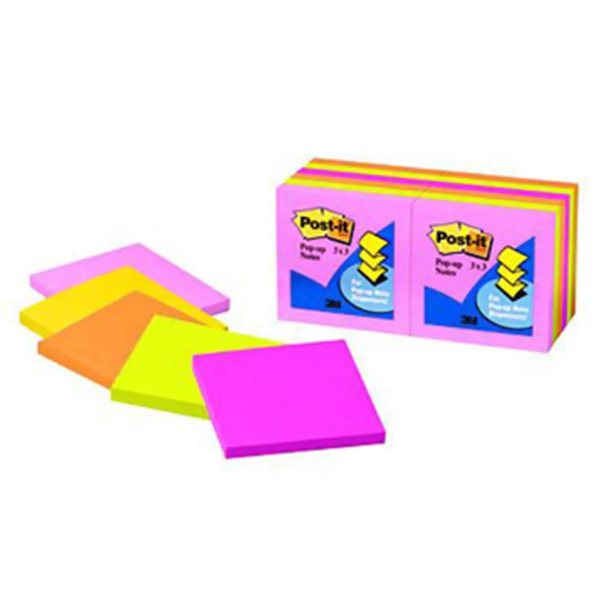 3M Company MMMR33012AN Accordion-Style Pop-Up Note Refills, High-Voltage Neon Paper Adhesives, Office Products for Easy Grabbing a Note & 1-Handed Dispensing, One-Handed Dispensing