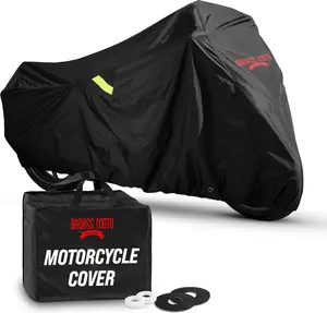 Badass Moto Gear All Wx Motorcycle Cover - Night Reflective Safety Stripes - Waterproof - Heat Shields - Windshield Liner - Vents - Motorcycle Lock Pocket - Fits Large Cruisers & Touring Bikes, XL, Large, Medium, Small