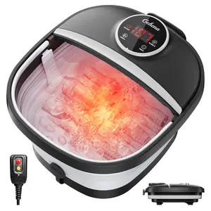 Gehona Collapsible Foot Spa Bath Massager with Heat, Bubbles, Timer and Red Light, Tub for Stress Relief,Foot Soaker, Birthday Gifts for Mom Dad Women Men Her Him