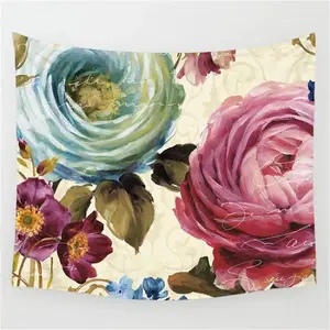 1pc, Flower Rose Printed Tapestry Wall Hanging Polyester Tapestry Tablecloth Dustproof Cover
