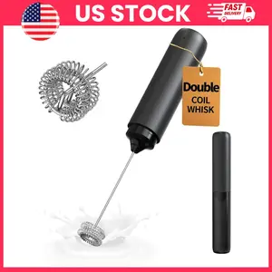 Rechargeable Milk Frother Handheld with Dual Spring Whisk | USB-C Electric Coffee Frother Wand for Lattes, Cappuccino & Matcha | Portable Drink Mixer | Stainless Steel Foam Maker | Kitchen Gadgets, Coffee Accessories, Home Essentials | Ramadan Essentials