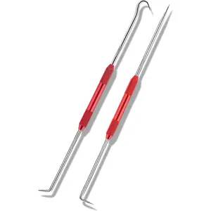 2 count CarbonSteel Hook Tool and Pick Set,Double End Pick and Hook Set Auxiliary Dismantling Fittings,Universal O Ring Pick Set and Hook Tool  Accessories Fit for   (Red)