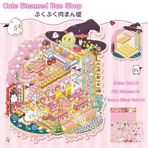 40pcs Miniature Scenic Cottage Sticker Sheets - Cute 3D Visual Design, High-Quality Scrapbooking Materials, Ideal for Scrapbooking, DIY Crafts, Crafters & Stationery Lovers