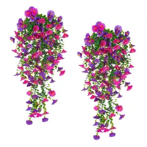 Artificial Hanging Morning Glory Flowers,4PCS Realistic Artificial Hanging Flowers for Outdoor, Wedding Corridor Yard Gardens Porches Patios Balconies Aisle Decor