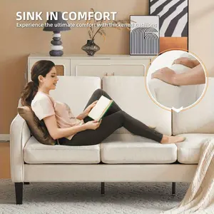 3-Seater Small-Scale Sofa Couch - 72" Modern Design with Stylish Scooped Arms, Suitable for Apartments, Bedrooms & Small Offices