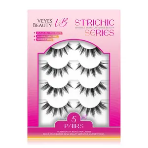 VEYESBEAUTY Manga Strip Lashes Ultra-Thin Invisible Band 3D Layered Reusable Cosmetic Eyelash Extension lash clusters kit Perfect for Beginners