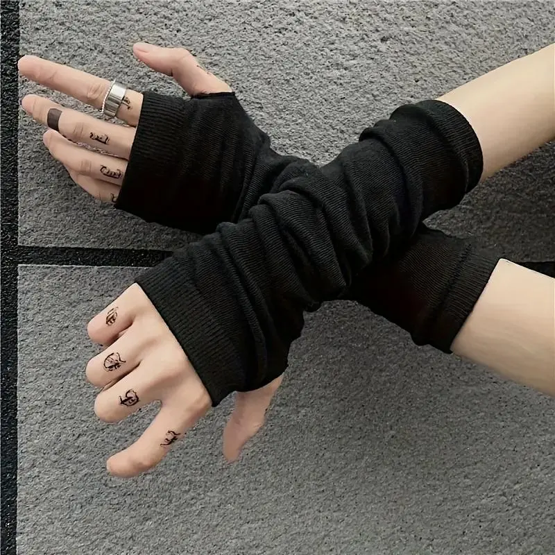 Fingerless Gloves, 1 Pair Soft Knitted Wrist Guard Gloves, Suitable for Outdoor Activities, Street Dance, Art Performances, Casual Wear, Seamless Knit Glove