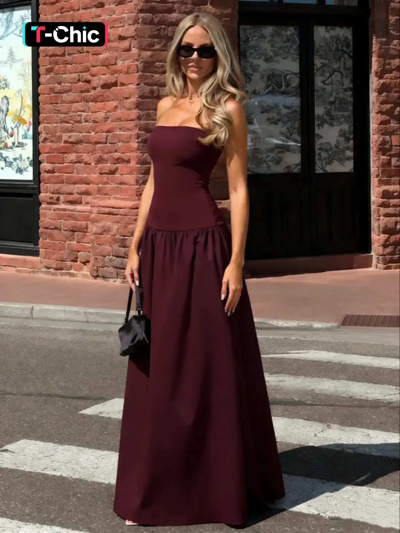 strapless drop waist dress - TikTok Shop