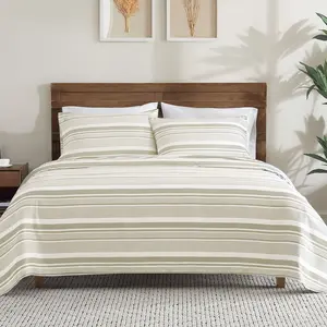 CLEVAHOME Classic Stripe Bedsheet Set - 3/4-Piece Super Soft, Breathable Microfiber Bedroom Bedding Set with Deep Pockets, OEKO-TEX Certified, Easy Care Soft Bedding, Bedsheet Sets