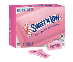 Sweet'N Low Zero Calorie Sweetener Packets, 100 Ct, Kosher & Gluten Free, Low Glycemic Index, Individual Tea and Coffee Sweetener Packets