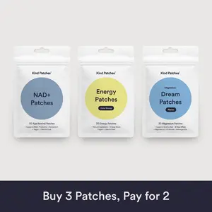 Kind Patches Boost & Reset Bundle, Energy Extra Strong + Dream Melatonin Extra Strong + NAD+ Patches, Natural Ingredients, Caffeine, Magnesium, Ashwagandha, Age Rewind, 3 Months Supply