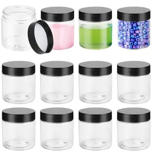 12 Pack 4 OZ Plastic Jars Round Clear Cosmetic Container with Lids Empty Small Sample Jar Travel Storage Bottles