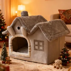2 In 1 Cat Bed Cave Indoor Dog House Foldable Pet Tent With Removable Roof Washable Cushion Non Slip Bottom Cozy Hideaway For Kittens Puppies Rabbits All Season Sleeping Pet bed house