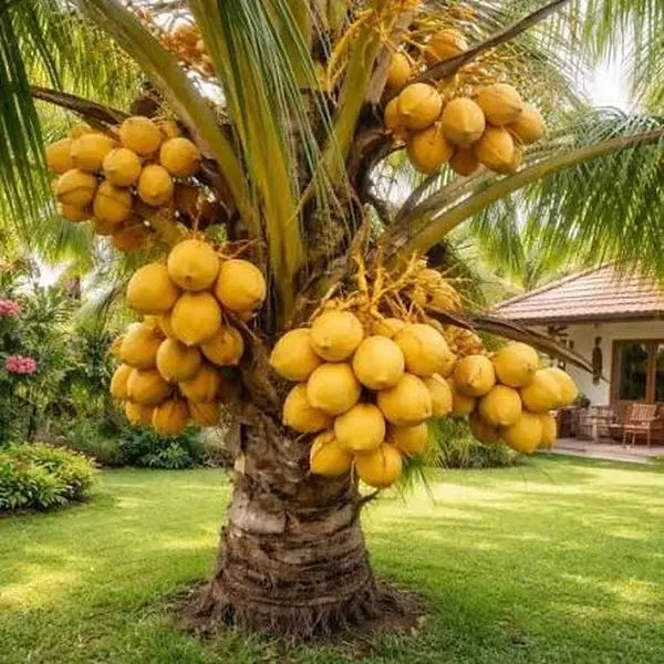 Green & Yellow Malayan Dwarf Coconut Trees, 4-5 ft Tall, 7-Gal Pot