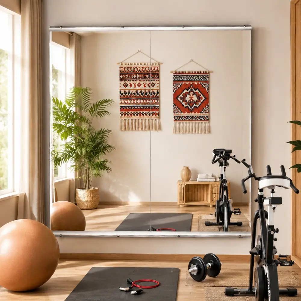 Littleox Home Gym Mirror 48" L x 24" W - 2PCS Large Full Body Mirror for Yoga, Fitness, Garage, Dance Studio, Wall-Mounted, 0.16in Tempered Glass Frameless
