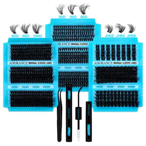 300PCS/300PCS/155PCS 30D40D50D/60D80D100D/JH02JH04JH08 Lash Clusters D Curl Mixed 10-18mm Volume & 3D Effect CLuster lashes Wispy Lashes, 3 Styles in one Tray, Kit With BOND&SEAL, Lash Remover and Tweezers For DIY At Home, Beginner friendly