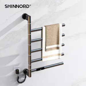 Stainless Steel Electric Heated Towel Rack 180 ° Rotating Hotel Household Bathroom Storage Rack Intelligent Drying Rack