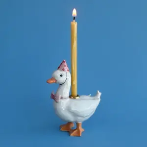 Pink Goose Cake Topper  | ️ Camp Hollow Porcelain Party Animal Candle Holder | Birthday Party  Decor Gift | Baby Shower | Gender Reveal